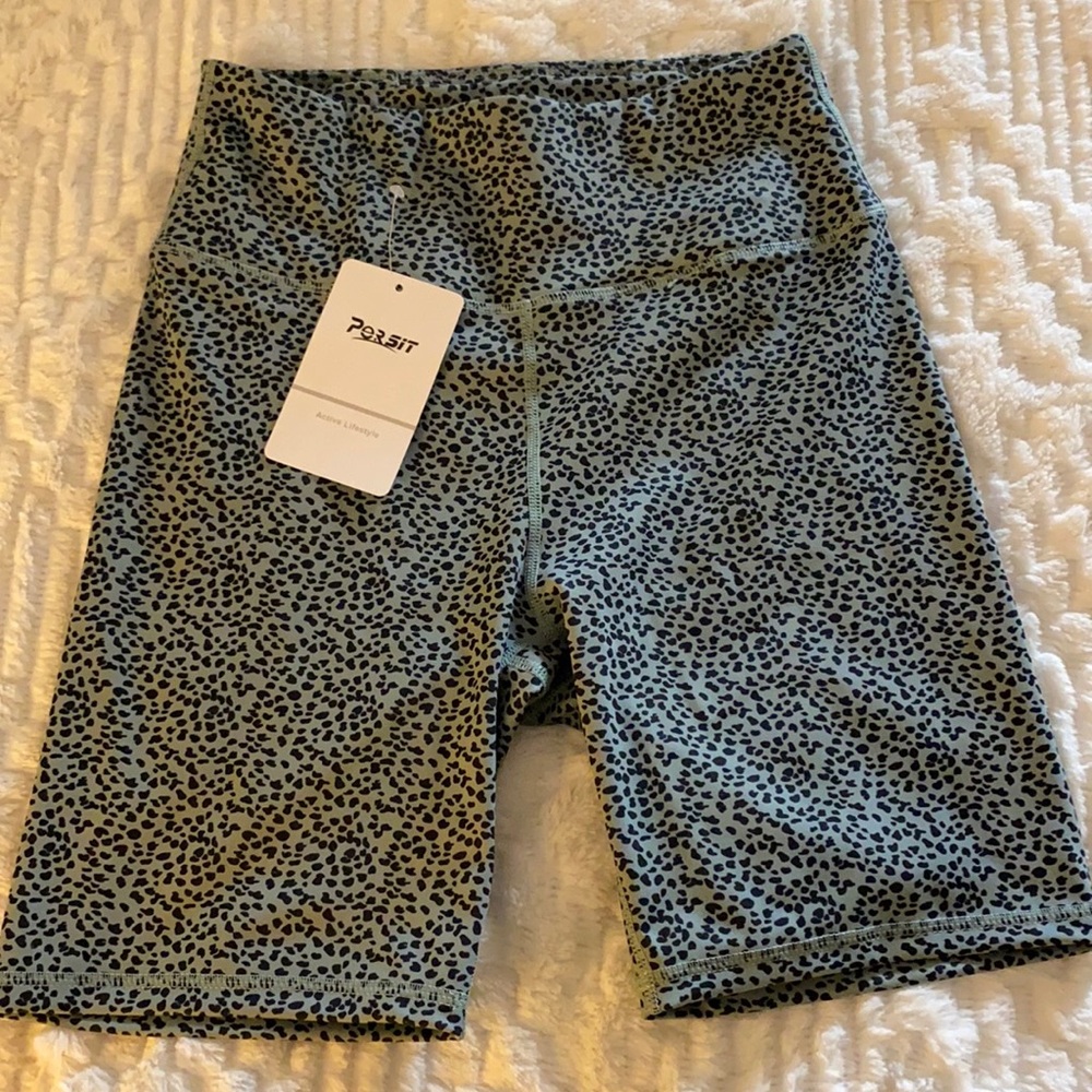 Mint and Black Spotted Biker Shorts
